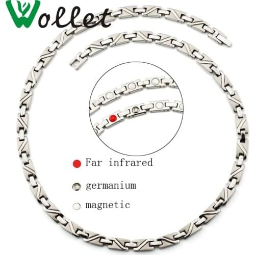 Wollet Jewelry Health Care Energy Magnetic Necklace Pure Titanium for Women Men Infrared Germanium Fatigue Cervical Spine Gifts