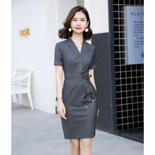 Fashion Striped Summer Dresses Women OL Styles Slim Hips 2019 New Casual Dress Ladies Vestidos Business Work Wear