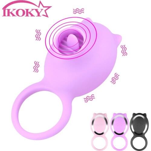 3 Speeds Cock Vibrator Penis Ring Rotation Oral Tongue Licking Vagina Clitoris Stimulate G-spot Massage Sex Toys for Men Couple