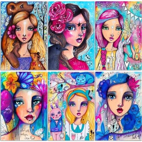 5D DIY Diamond Painting Cartoon Girl Portrait Full Square/Round Diamond Embroidery Kit Handmade Mosaic Cross Stitch Home Decor
