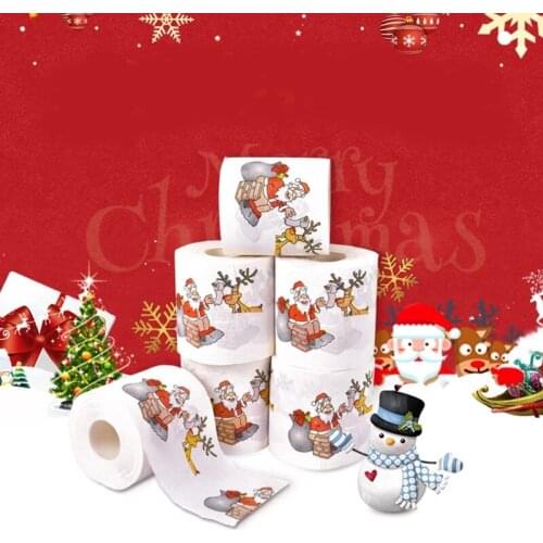 New Christmas Pattern Series Rolled Paper Christmas Ornaments Home Paper Decoration Cute Hot Toilet Print Christmas Tissue
