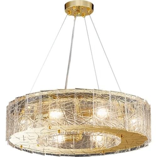 New Modern Glass Chandelier Lighting For Living Room Round Dining Room LED Lamps Gold Hanging Light Fixtures