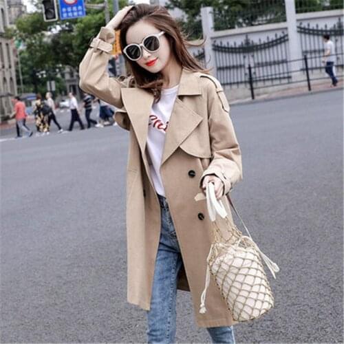 2020 New fashion Long Trench Coat for Women Spring Autumn Coats Casual Double-breasted overcoats female Windbreaker outwear v651