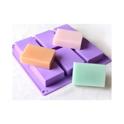 New 6-Cavity Rectangle Soap Mold Silicone Craft DIY Making Homemade Cake Mould 3D Plain Soap Mold Form Tray Baking Tools