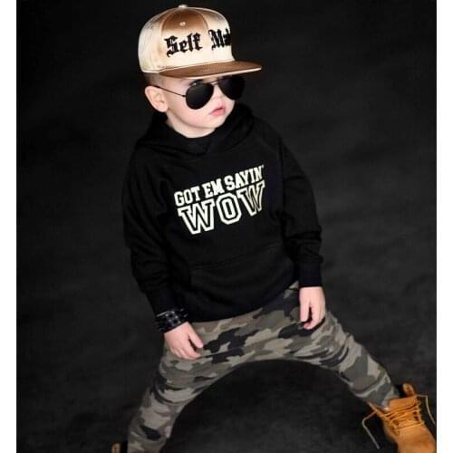 Newborn Baby Boy Fall Hooded Tops Sweatshirt Camouflage Pants Outfits Clothes Trendy hip hop boys clothing distinctive characte