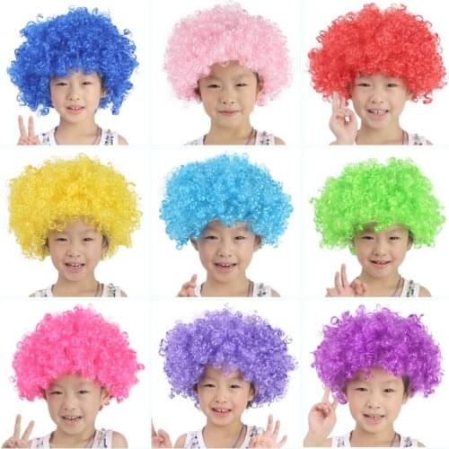 1PC Christmas Party Curly Hair Wig Discor Rainbow Afro Clown wig Football Fan Adult Child Costume Party Costume Halloween Props