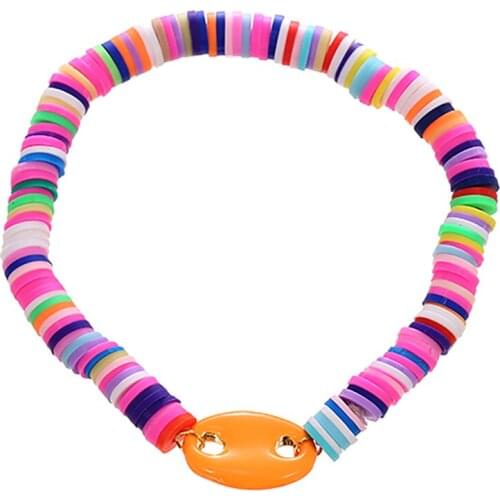 ZHINI 6mm Recyclable Polymer Clay Disc Beads Stretch Bracelets For Women Personality Cute Pig Nose Pendant Bracelet Jewelry 2021
