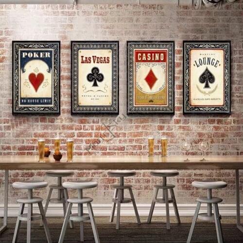 Poker Playing Cards Vintage Decor Modern Home Decoration Living Room Loft Style Canvas Painting Wall Posters Picture Accessories