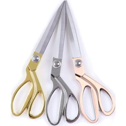 K38 Stainless Steel Tijeras Costura Gold-Plated Tailoring Fabric Scissors Home Office Sharp Sewing Cloth Cutting Scissors 26 CM