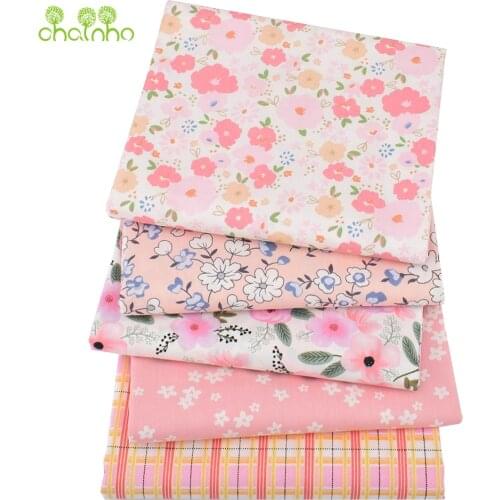 Printed Twill Cotton Fabric,Newest Pink Floral Series,Patchwork Clothes For DIY Sewing Quilting Baby&Childs Bedclothes Material