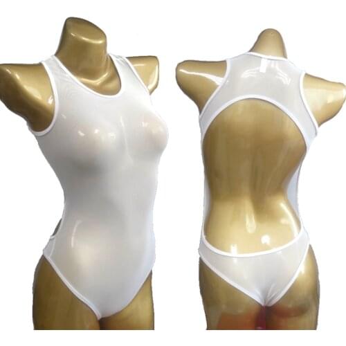 Sexy Women Mesh Transparent High Cut Bodysuit See Through Backless Sexy Thong Japanese Sukumizu Swimwear Erotic lingerie F19