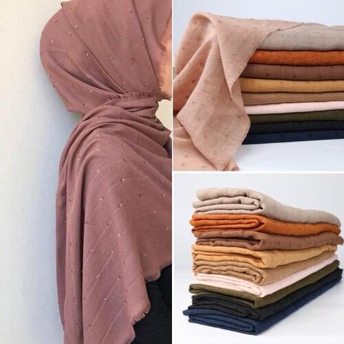 New Design Women Muslim Plain Cotton Hijab Scarf Fashion islamic Head Scarf Solid Headband Wraps Female Pashmina Long Scarves