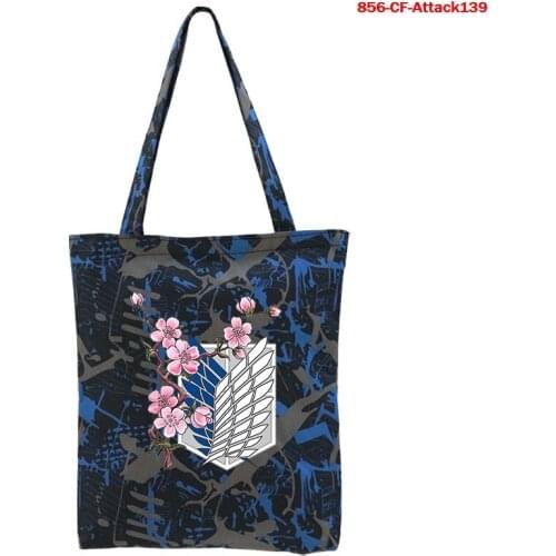 Attack On Titan Bags For Women Men 2021 Corduroy Shoulder Bag Reusable Shopping Bags Casual Tote Female Handbag