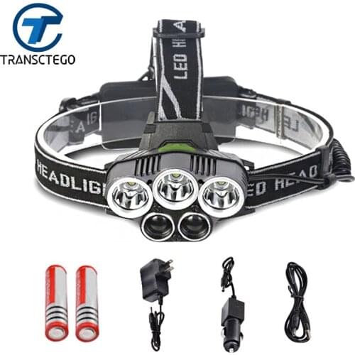 TRANSCTEGO T6 LED Headlamp Emergency Hiking Powerful 18650 USB charge Head Light High Brightness Rechargeable Flashlight