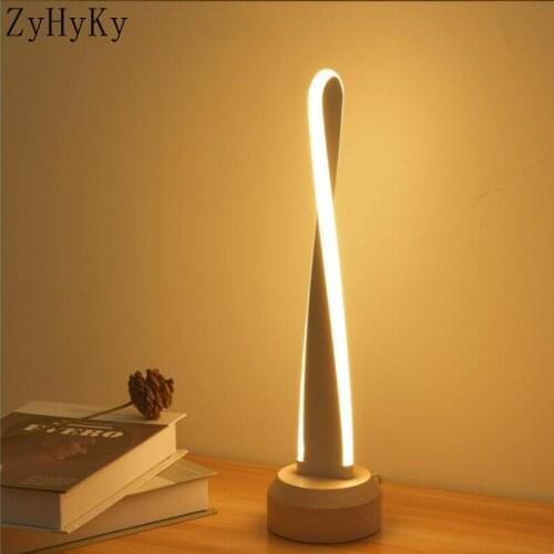 ZyHyKy Smart Solid Wood Night Light Spiral LED Table Lamp Creative Gift New Strange European-Style USB Bedside Lamp Wedding Room