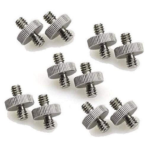 1/4" Male to 1/4" Male Threaded Screw Adapter (10-pack) for camera tripod flash
