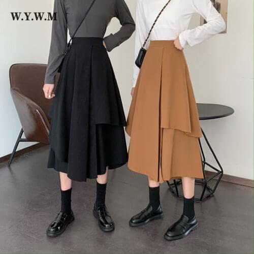 WYWM 2021 Korean Irregular High Waist Skirt Women Minimalism Casual New Fashion Skirts Thin A-line All-match Female Clothing