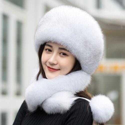 Fox fur hat female autumn and winter Korean version of the tide wild northeast Mongolian national Feng Shui fur hat female winte