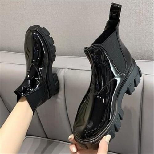 New Women Chelsea Boots 2021 Autumn Winter Platform Chunky Shoes Female Fashion Casual Booties Botas Mujer Plus Size 35-43 Black