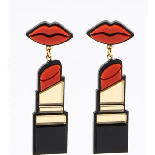 2021 Women Punk Earrings Lipstick Pandent Earrings Charm Hip Hop Girls Gift Cute Stud acrylic jewelry Evening Party Earring