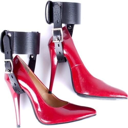 Feet Restraint Sex Toy for High-Heeled Shoes Kinky PU Leather Foot Bondage Female Fetish Kit for Couples Adult Sex Game Product