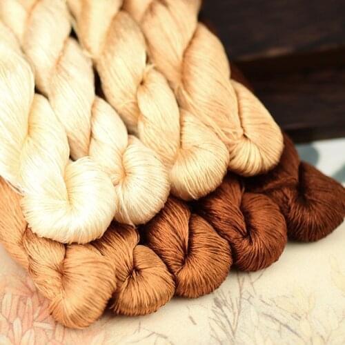 1pcs 100% silk thread hand embroidery embroider cross stitch 400m silk embroidery thread amber yellow 9 gradient colors