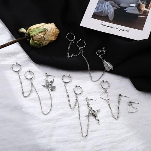 Personality Exaggerated Retro Feather Dangle Earrings Punk Alloy Earrings Big Drop Earrings for Women Jewelry