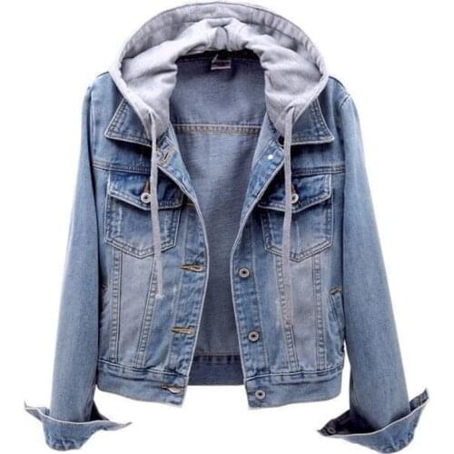 2021 Autumn Winter Denim Top Oversized Jeans Woman Jacket Loose Blue Jean Casual Women Jackets Long Sleeve Hooded Feminina Coat