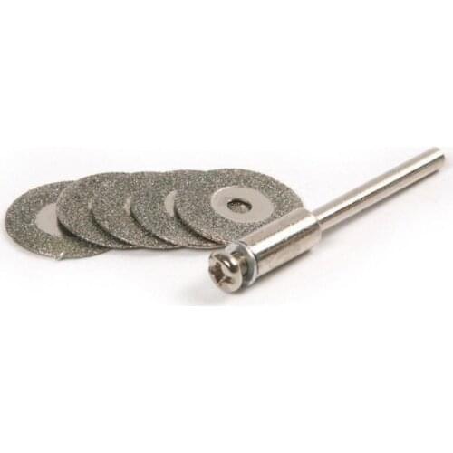 5PCS 22mm Emery Diamond cutting blades Drill Bit+1 Mandrel for Dremel Tile cleaner Beauty stitch cutting discs home tool