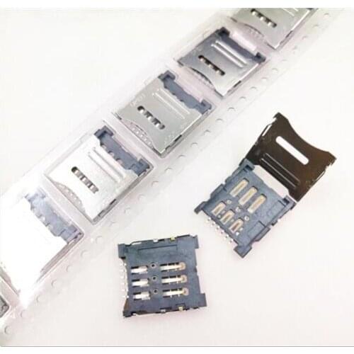 50PCS/LOT Mobile Phone SIM Card MICRO Card Flip Type 1.8H 6P SIM Card Slot