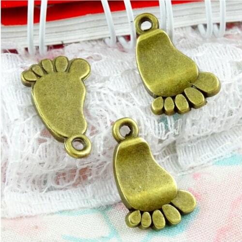 50pcs Charms foot 18*11.5MM Antique Bronze Color Pendants Jewelry Making DIY Handmade Craft