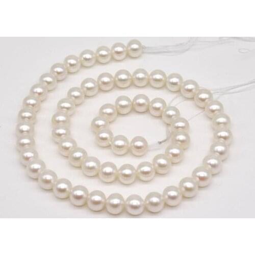 AAA Top Quality White Pearl Jewellery,7-7.5MM Goold Luster Natural Freshwater Pearls Loose Bead,One Full Strand,Free Shipping