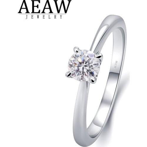 AEAW Fashion Jewelry Engagement Rings Moissanite 18k White Gold 0.5Ct 5.0mm DF Color For Women Gifts wedding