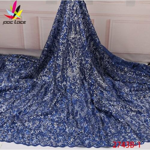 African Lace Fabric 2020 High Quality Tulle Lace Fabric With Sequins French Net Lace For Women Dress XZ2743B-3
