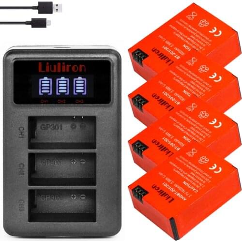 Go Pro Hero 3 Hero3 batteries +3 lost LCD charger for Gopro hero 3 3+ Black Edition White Silver Edition HD camera accessories