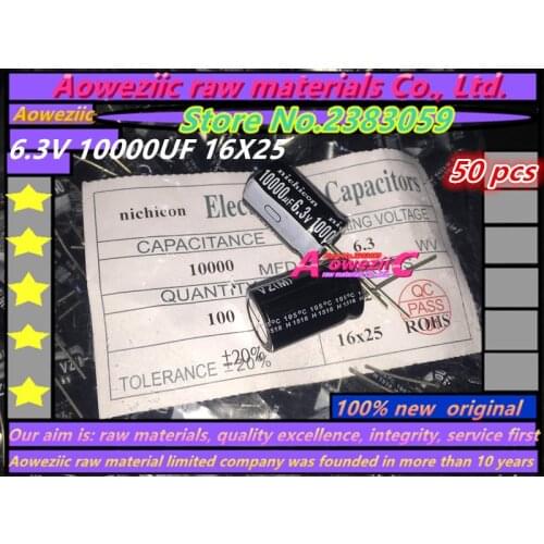 Aoweziic 50 PCS 6.3V 10000UF 16X25 high frequency low resistance electrolytic capacitor 10000UF 6.3V 16*25