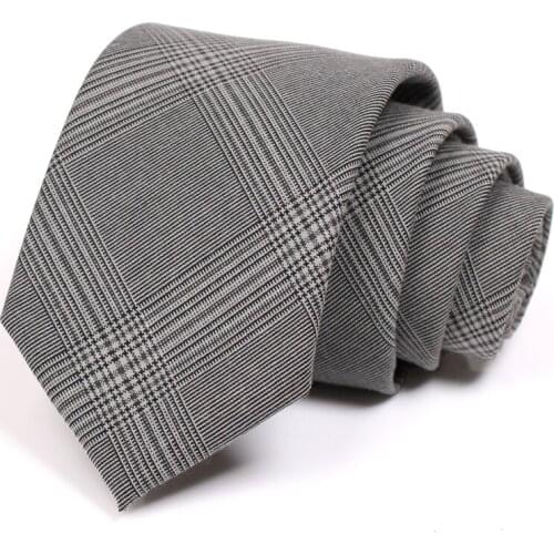 Brand Designer 7.5CM Wide Tie For Men Grey Plaid High Quality Male Business Suit Necktie Great For Work Party With Gift Box