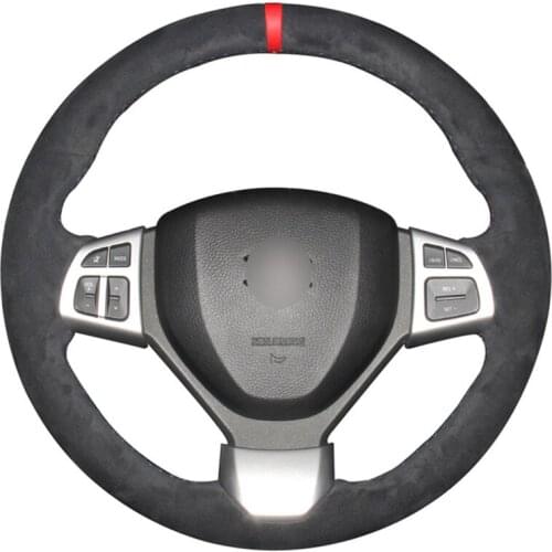 Black Suede DIY Hand-stitched Car Steering Wheel Cover For Suzuki Swift 2011-2017 Swift Sport 2011-2017 Vitara S 2015-2019