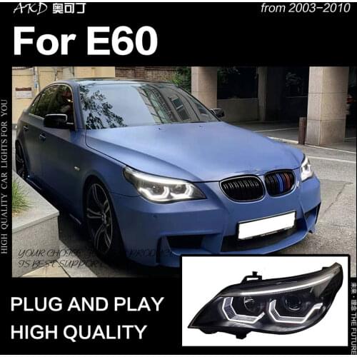 AKD Car Styling Head Lamp for BMW E60 Headlights 2003-2010 523i 530i Angel Eye LED Headlight DRL Hid Bi Xenon Auto Accessories