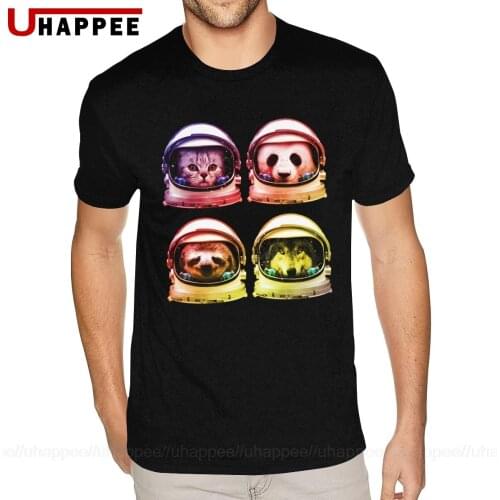 Large and Tall Astronaut Cat Panda Sloth Wolf Tees Shirt Homme Hip Hop Short Sleeve Custom T Shirt Printing 90s Clothing