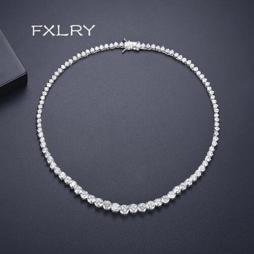 FXLRY New Design Elegant Choker Necklace for Women Cubic Zircon FashionChain Wedding Bride Jewelry