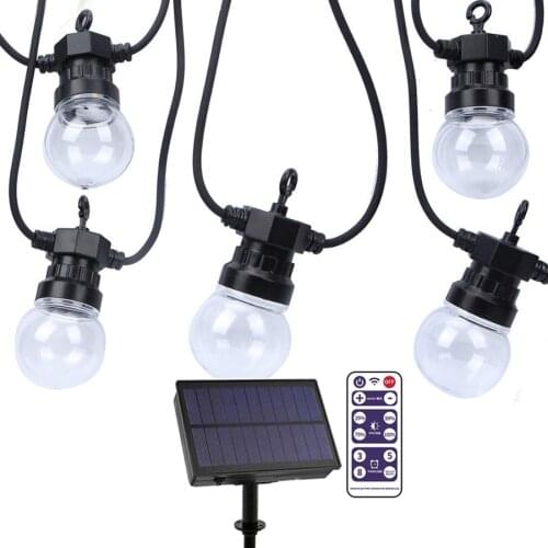 10/20 LED G50 Globe Festoon Ball Solar String Light Outdoor Garden Patio Garland Fairy Light For Backyard Bistro Wedding Party