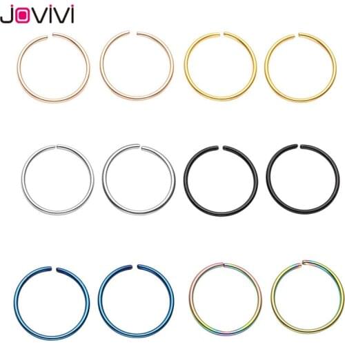 JOVIVI Fashion Nose Piercing 20G 316L Stainless Steel Captive Ring Hoop Ear Cuff Lip Nose Septum Body Piercing Jewelry 6 Colors