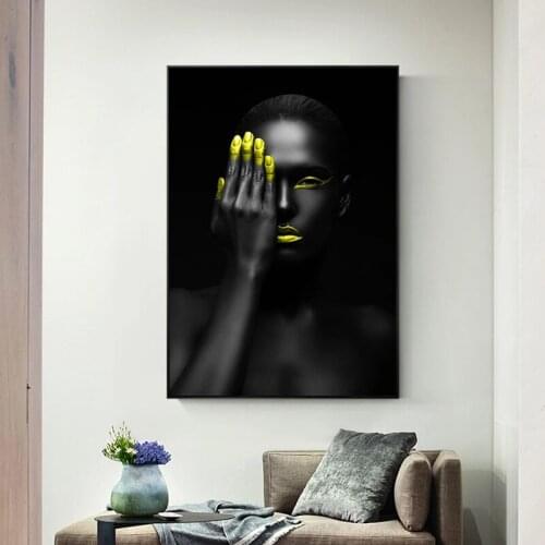 Black Girl Makeup Canvas Painting Modern African Woman Posters and Print Wall Art Picture for Living Room Home Decoration Cuadro