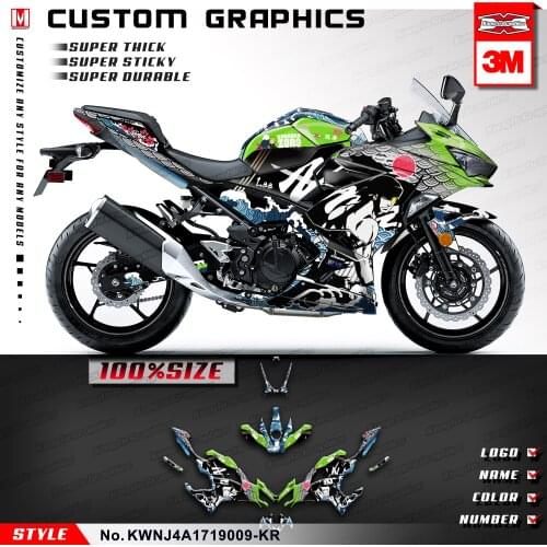 KUNGFU GRAPHICS Custom Motorbike Decals Durable Waterproof Sticker Deco for Ninja 400 ABS Ninja400 2017 2018 2019 2020 2021