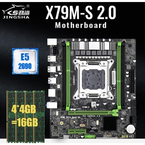 LGA 2011 X79 Gaming Motherboard Kit with E5 2690 CPU 8 Cores 16 Threads 4*4GB=16GB DDR3 ECC RAM Dual Channels NVME M.2 SSD Combo