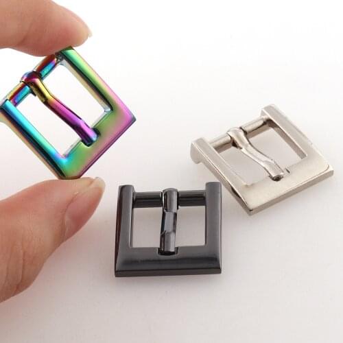 Lot Rainbow/gunblack/silver Metal Square Belt Buckles With single pin 14mm For Shoes Bag Clothes Accessory Gift Sewing scrapbook