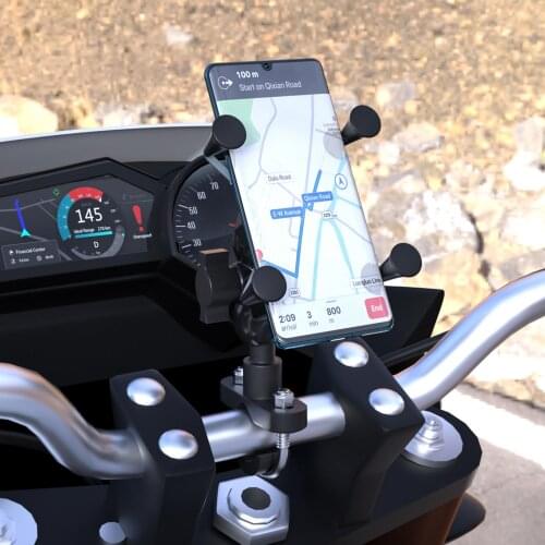 Motorcycle Phone Holder Cycling X-type Navigation Bracket Kit with USB Charging