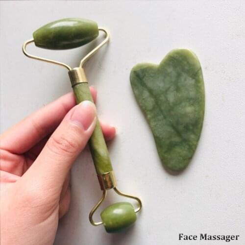 New Facial Massage Jade Stone Roller Face Natural Jade Roller Massager Guasha Scraper Lift Beauty Slimming Tools Skin Relaxation