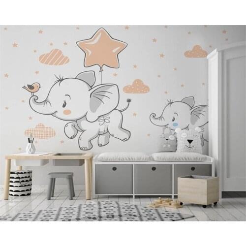 Beibehang Customized modern wallpaper Hand painted fresh Elephant childrens room background wall papers home decor